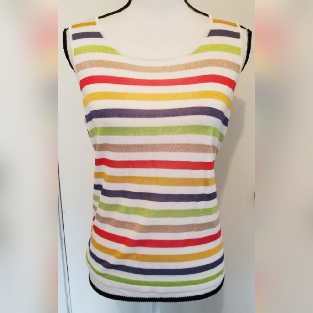 Anne Klein Rainbow Multi Color Tank Top Striped
